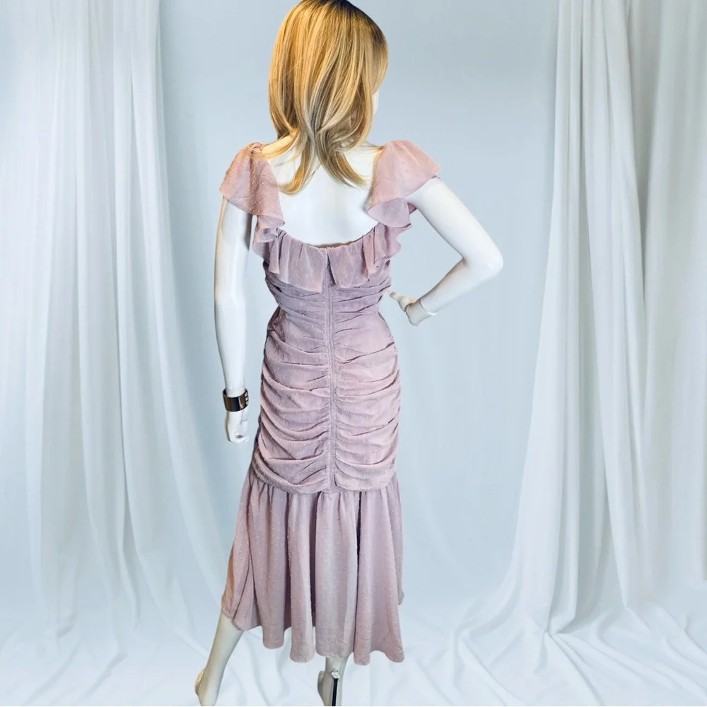 Astr The Label Pink Ruched Midi Dress with Scoop Neck NWOT - Picture 5 of 10
